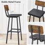 Bar Stools Set of 2, PU Upholstered Breakfast Bar Stools, Industrial Barstools with Backrest and Footrests, Bar Chairs for Kitchen, Dining Room, Bar, Rustic Brown and Black Image 5