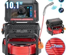 Sewer Camera, 165 ft/50m, Self-Leveling Drain Camera with 10.1" Touchscreen, 512Hz Transmitter & Distance Counter, IP67 Snake Plumbing Camera