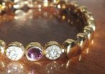 Vintage Bracelet of excellent quality, with crystals and amethyst stone in gold plated, American Vintage.