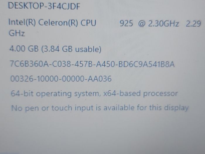 Toshiba Satellite C660-18C, Intel Celeron CPU 925, 2.3GHz, 4GB Ram, 255GB HDD, Windows 10, Microsoft Edge, Chrome and VLC