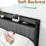 King Size Bed Frame with Storage and Headboard Shelf, Upholstered Bed Frame King Size with Metal Slats Enhanced Support, No Box Spring Needed, Gray Kingsize Bed Frames Image 5