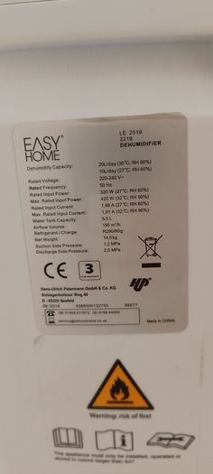 Easy Home Smart Dehumidifier & Air Fan Pulls 20L Per Day
