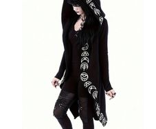 Free Postage! Goth Style Coat / Cardigan with a Hood size 18/20