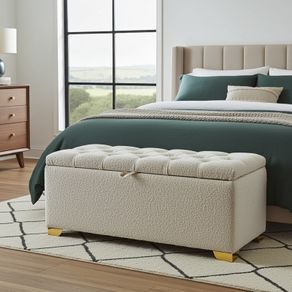 Elegance Storage Ottoman Boucle Upholstery
