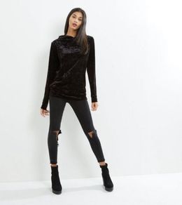 BRAND NEW Ladies New Look Crushed Velvet Hoodie/Top: Size 12