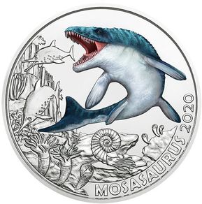 Austria 3 Euro 2020 Super Dinosaur - MOSASAURUS. Uncirculated. ( In Capsule)