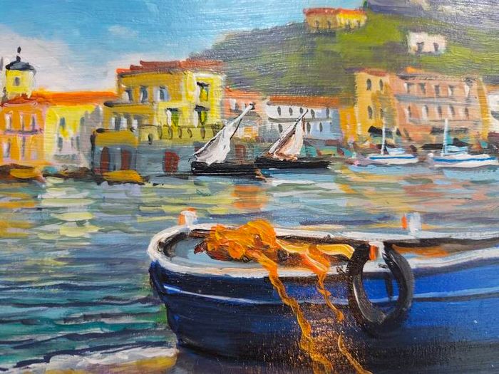 Original Italian harbour painting