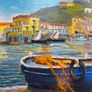Original Italian harbour painting Image 3