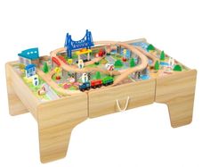 Wooden train table and set