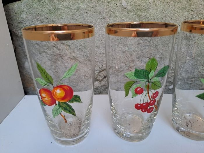 Vintage gold rimmed fruit tumblers
