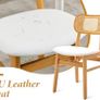Set of 2 PU Leather Rattan Dining Room Chairs Upholstered Chairs with Solid Wood Legs Image 3