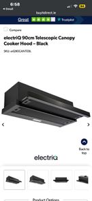 electriQ 90cm Telescopic Canopy Cooker Hood