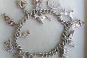 Vintage Heavy Sterling Silver Charm Bracelet length 7" - 37,9g