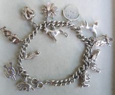 Vintage Heavy Sterling Silver Charm Bracelet length 7" - 37,9g