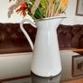 Vintage Shabby Chic Antique White Enamel Jug Vase Image 5