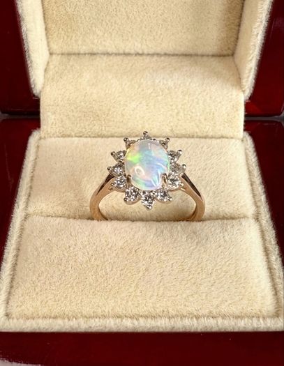 Diamond Ethiopian Opal & Lab-Grown Diamond Ring