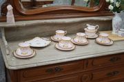 Tuscan Pink &amp; Gold Bone China Tea Set (19 Pieces / 5 Settings)