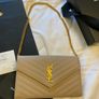 YSL Classic Cassandre Chain Wallet In Grain De Poudre Leather Dark Beige Image 9