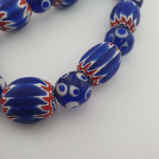 Antique Venetian Style Chevron & Thousand Glass Beads Necklace