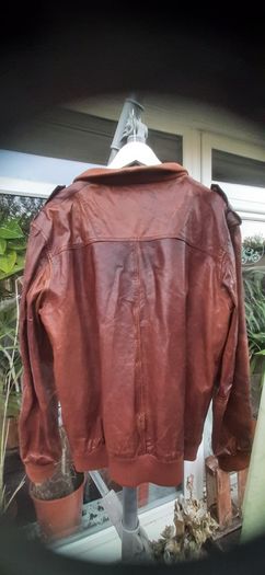 mens large brown leather bomber jacket