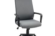 Office chair with soft backrest, casters, armrests, height-adjustable desk chair, faux wool, Gray