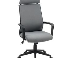 Office chair with soft backrest, casters, armrests, height-adjustable desk chair, faux wool, Gray