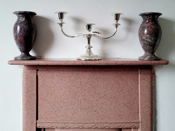 Mid-century pair of hand carved marble vases