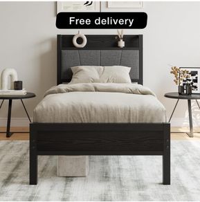 Single Bed Frame with Storage Headboard