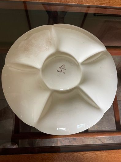 Confetti Serving Dish Teal Green by  Aluminia Royal Copenhagen Denmark 1950s