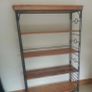 3 piece Wood and Iron Set Shelves Table Mirror Image 2