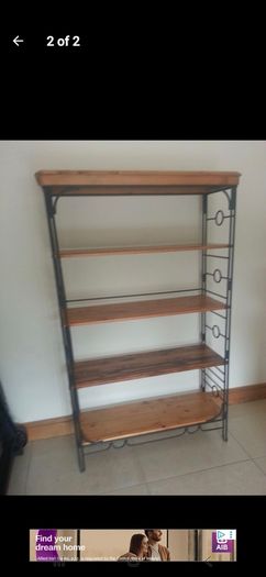 3 piece Wood and Iron Set Shelves Table Mirror