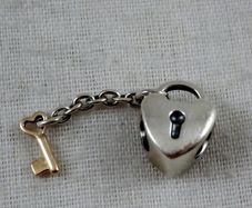 Pandora Heart & Key 14ct solid Gold & Silver Charm