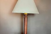 Vintage tall column wooden lamp