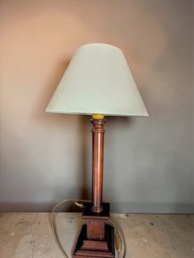 Vintage tall column wooden lamp