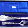 Antique Large Ornate Silver plate Fish server set McDowell's of Dublin Floral etched with original box Image 2