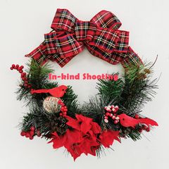 Big Bow with birds Door Decoration Christmas Wreath 11.8 Inch