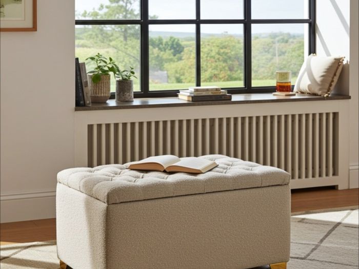 Elegance Boucle Ottoman with Storage 100x40