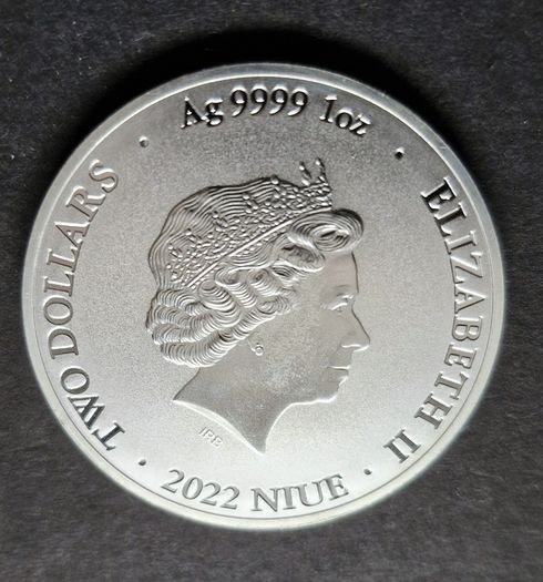 2 Dollars Bitcoin 2022  1 oz Silver .999  Niue  Coin
