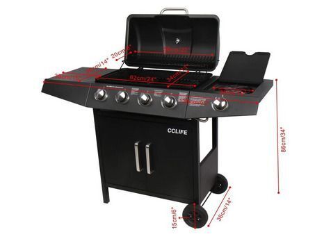 Gas Barbecue Grill Trolley 4 Burner