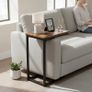 C-Shaped Side Table, Bedside Table Set of 2, Sofa Table for Small Spaces, Coffee Table with Metal Frame for Living Room, Bedroom, Rustic Brown Image 5