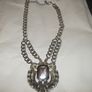 a lovely vintage  costome jewelley pendent with white stones and a large red stone Image 5