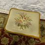 Vintage oak framed footstool with tapestry cushion. Image 3