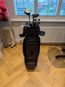 golf clubs and bag