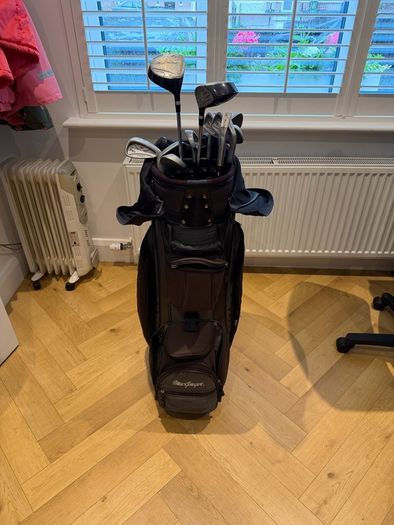 golf clubs and bag