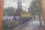 a oil painting on board by a dublin artist norman teeling malhide church