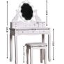 Cosmetic Dressing Table with Light Up Dressing with Mirror and Light Bulbs And Stool White Image 3