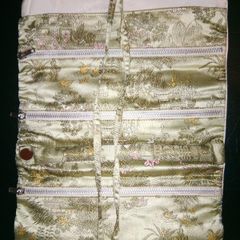 Japanese silk pearl tone jewellery holder