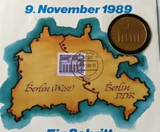 Rare East Germany 1989 DDR Countermarked 20 Mark coin stamp VEB Philatelie Wermsdorf