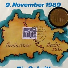 Rare East Germany 1989 DDR Countermarked 20 Mark coin stamp VEB Philatelie Wermsdorf