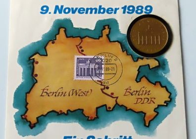 Rare East Germany 1989 DDR Countermarked 20 Mark coin stamp VEB Philatelie Wermsdorf